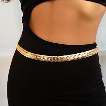 Amazon.com: KunJoe Gold Loop Chain Belts for Women Fashion